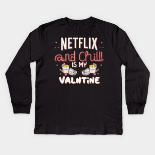 Unapologetically Solo: Netflix and Chill Valentine Vibes Kids Long Sleeve T-Shirt